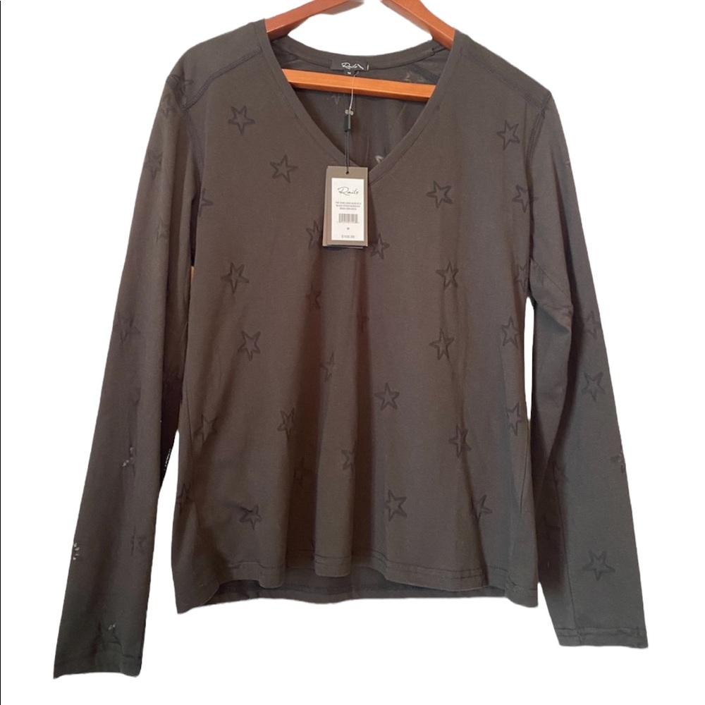 Rails Women's Long Sleeve Star Print Tee in Charcoal